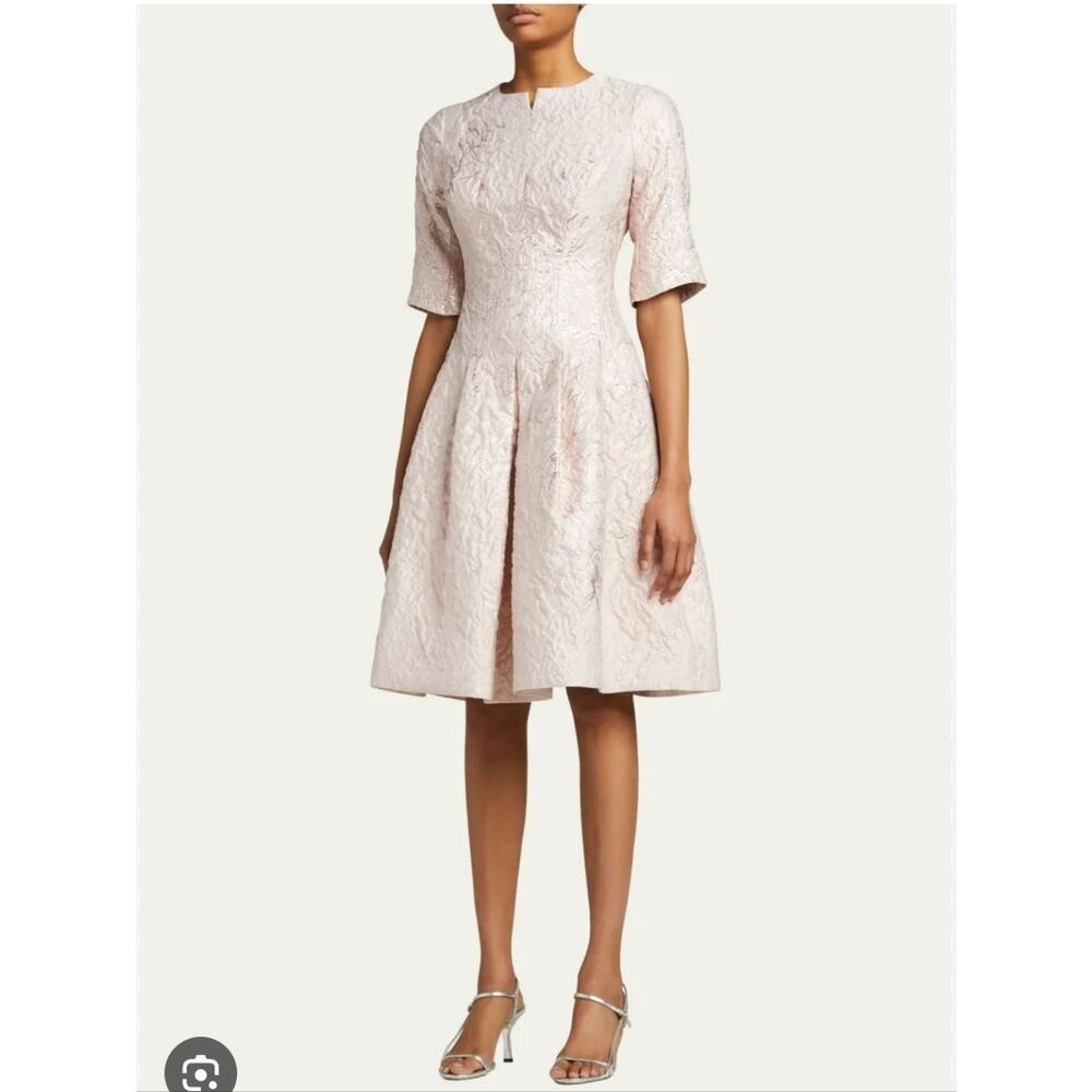 Rickie Freeman for Teri Jon Nwt Pleated Jacquard  Fit And Flare Dress Size 20